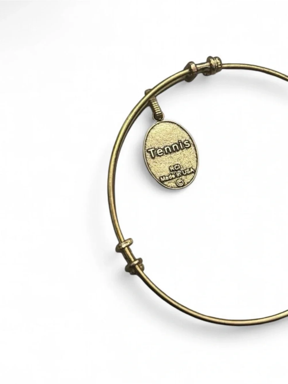 Gold Tennis Racket Charm Bangle Bracelet